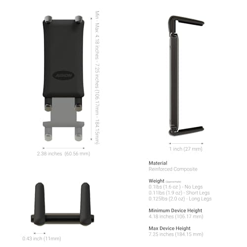 ARKON Mounts - Car Phone Holder | Secure Grip | Heavy Duty | Drill Base Car Phone Mount | Spring-loaded holder expands up to 7.25 inches | For iPhone, Samsung, Google, Nokia, and other Smartphones — view 6