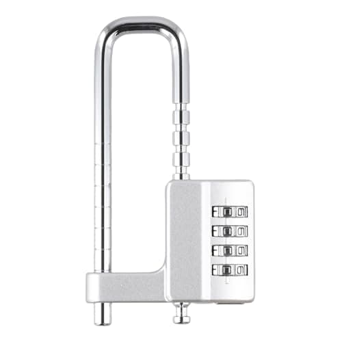 Gettimore Adjustable U-Shaped Combination Lock for File Cabinet Wardrobe Door 4 Digit Mechanical Password Padlock Alloy Steel Security Lock Telescopic 42-98mm Silver Silver — view 5