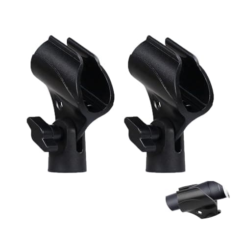 2 Pcs Adjustable Microphone Clip Holder for Mic Stand, Universal Mic Clamp with 5/8" to 3/8" Screw Adapter,for Concert Party Performance