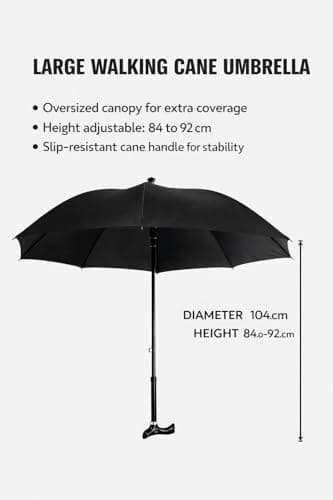 Sixhawks 2-In-1 Walking Stick Umbrella Windproof Strong Umbrella Lightweight Hiking & Climbing Support Ideal For Golf, Sport and Everyday Use — view 3