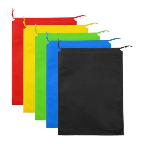 Hopzab 5 Pcs Drawstring Storage Bags Portable Dustproof Cloth Bag Pouch Universal Non-Woven Packing Organizers Tote Bags for Daily Home Travel Use,Toy Shoes Boots High Heel Socks