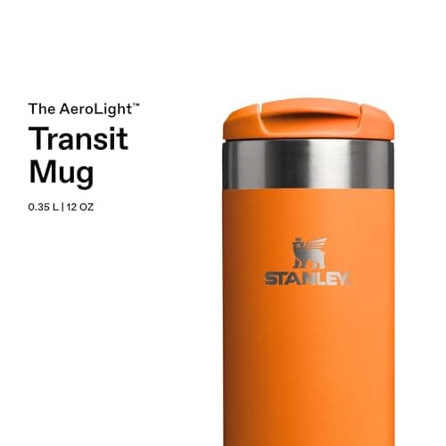 Stanley 1913 Aerolight Transit Travel Mug 0.35L - Keeps 4 Hours Hot - 6 Hours Cold - Dishwasher Safe - Leakproof - Car Cup Holder Compatible - Insulated Coffee Cup - Goldenrod Coral — view 3