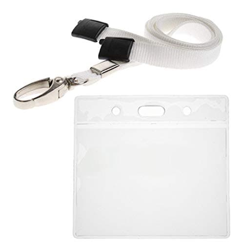 ALG ID Cards® White ID Card Badge Wallet - White Lanyard Card Wallet - White Wallet Lanyard Neck Strap with Metal Clip & Safety Breakaway Release for Pass Holder