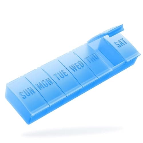 Barhon Pill Organizer Large, Weekly Medicine Pill Organizers, 7 Day Pills Box Case Travel for Big Vitamin Supplements Fish Oil, Navy Blue