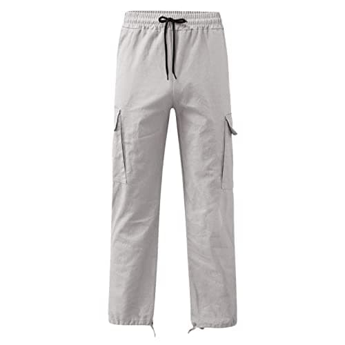 Mens Casual Waist Color Sports Hat Woven Pocket Foot Rope Solid Pants Stree — view 3