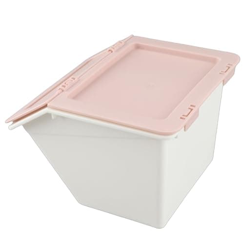 OEBUAFI Mini Desktop Storage Box, Plastic Stackable Organizer with Flip Lid, for Stationery Jewelry Makeup Accessories (Pink) — view 3