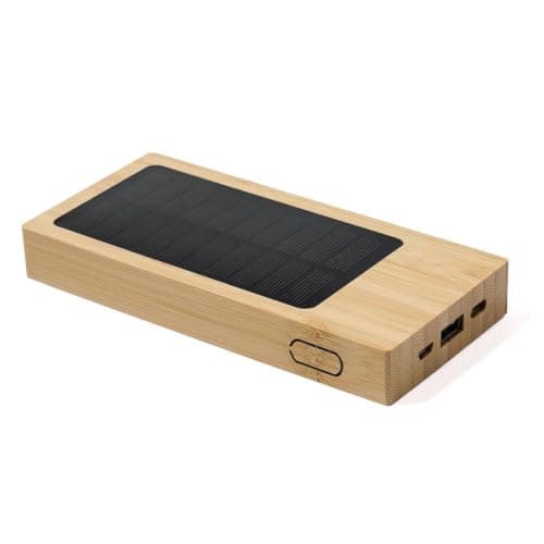 Sawfish Personalised Power Bank Molden Bamboo Solar Power Bank USB-C Input/Output and Dual USB-A Outputs — view 5