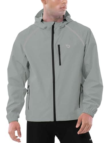 baleaf Waterproof Jacket Mens Cycling Jackets Reflective Running Outdoor Rain Coats Lightweight for Men Walking Hiking Packable Grey XL — view 2
