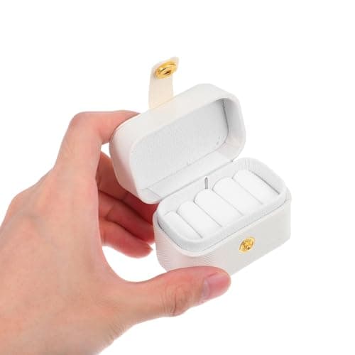 Veemoon 2pcs Mini Ring Box Proposal Box Engagement Ring Case White Pu Fleece Multi-slot Safe Storage Scratch Resistance for Wedding Bands, Necklaces, Brides, Proposal and Anniversaries — view 4