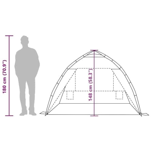 vidaXL Beach Tent 2-Person Grey Quick Release Waterproof — view 4