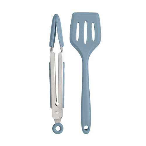 Wiltshire Silicone Mini Kitchen Tongs & Turner, Set of 2, Petrol Blue