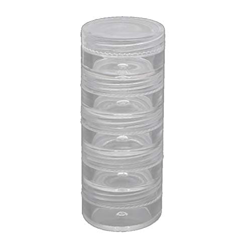 YO-HAPPY Bead Containers, 5 Layer Stackable Bead Containers Small Item Plastic Round Clear Storage Jar Box — view 5