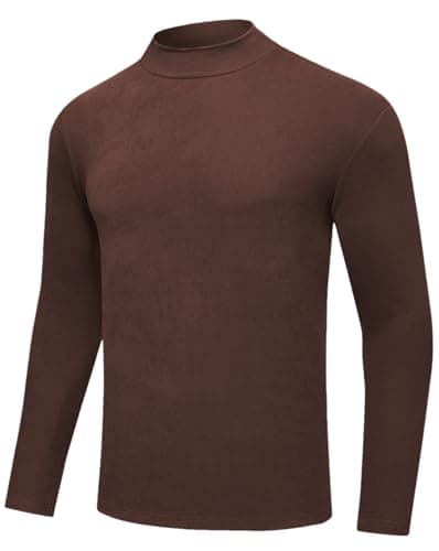 Tyhengta Mens Thermal Tops Long Sleeve Fleece T-Shirt Lightweight Pullover Baselayer Breathable Sport Gym Tops Coffee, M — view 3