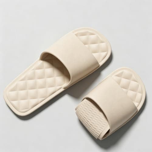 Womens Slip On Slippers Soft Shower Slippers Packable Indoor Slippers Khaki — view 5