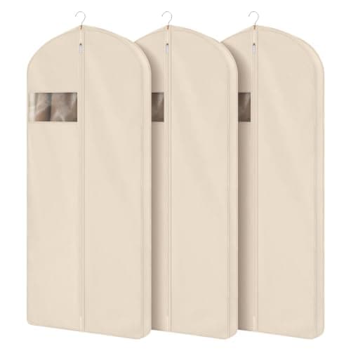 Univivi Premium Cotton Garment Clothes, 60 inch Dress Bags Covers, 3 Pack