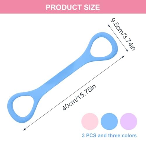 3-Pack 8-Shaped Resistance Bands Arm Back Shoulder Exercise Elastic Rope with Handles for Yoga Pilates Stretching Fitness Band for Women and Men Home, Office & Travel Fitness Training Workout — view 2
