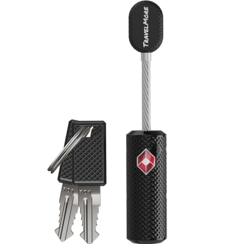 1-Pack TSA Approved Luggage Lock with Keys for Travel | Flexible, Ultra Secure Mini Key Padlock Made from Zinc Alloy | Luggage Lock | TSA Lock | Black