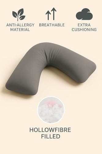 HOMES-LINEN Orthopaedic V-Shaped Pillow Extra Cushioning Support For Head, Neck & Back (Grey, V-Pillow With Cover) — view 5