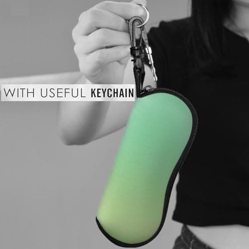 QJKFDHG Mint Green Double-Sided Custom Printed Neoprene Glasses Case - Ultra Light Slim Eyewear Pouch, Travel Sunglasses Holder for Unisex Adults — view 6