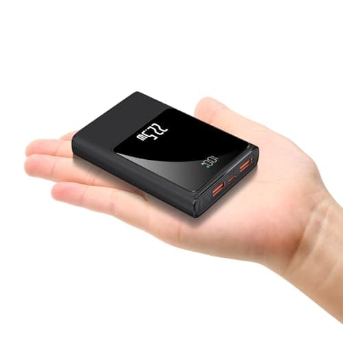 10000mAh Small Power Bank Fast Charging, 22.5W Mini USB C Portable Charger with Battery Pack Compact External Battery Bank for iPhone Samsung Heated Gilet Vest Jacket Scarf (Black)