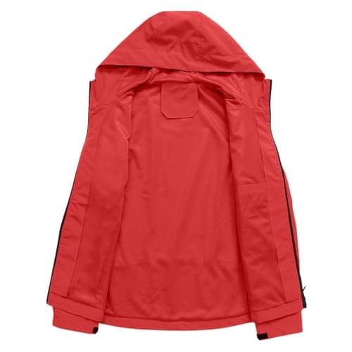 Anbiryeik Waterproof Jackets Mens Windproof Hooded Raincoat Lightweight Packable Softshell Jacket Fast Dry Breathable Summer Windbreaker Pullover Top for Running Cycling Climbing Walking Red 3XL — view 3