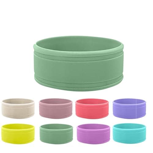 Personalised Water Bottle Band, Custom Water Bottle Name Labels, Food Grade Silicon Non-Slip Anti-Heat Insulation Hollow Rubber Cup Sleeve (Green)