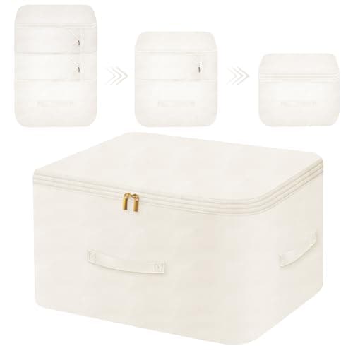 Fivaran Ultra Space Saving Self Compression Organizer, Comforter Storage Bag for Clothes, Blankets, Pillows, Duvet, Comforters, Bedding Sets and Much More (Khaki,X-L - 54 * 42 * 60cm)
