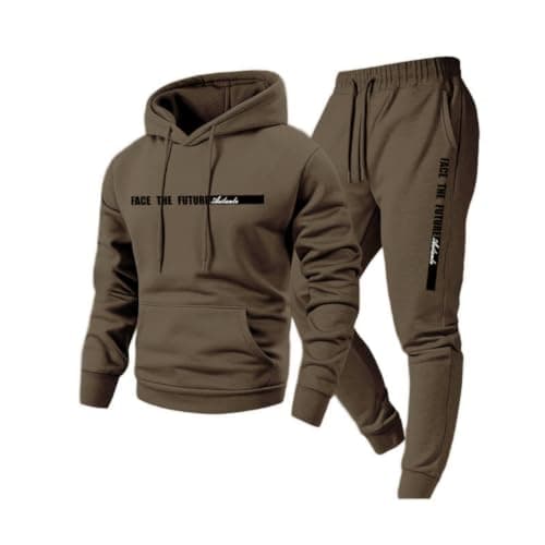 MOKBAY Track Suit Tops for Men, 2 Piece Fashion Loungewear Sets, Travel Activewear Outfit Soft Sweatshirts Daily Wear Thick Warm Winter Sporty Loungewear Jogging Slim Fit Men's Tracksuit Bottoms, XL