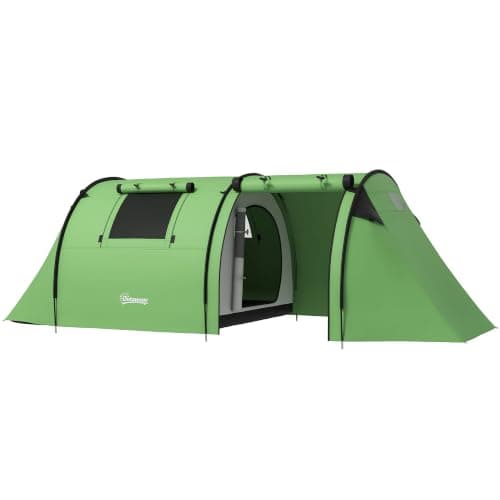 Outsunny 3-4 Man Camping Tent Tunnel Tent 3000mm Waterproof Dark Green