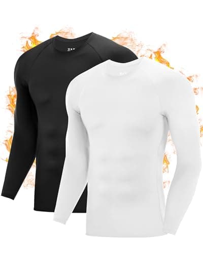 Roadbox Men's Thermal Base Layer Top 1-2 Pack, Fleece Lined Long Sleeve