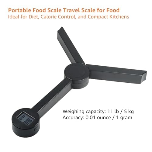 Portable Food Scale Travel Scale for Food, Small Folding Digital Kitchen Scale for Food, Collapsible Mini Pocket Scale Grams and Ounces, Ideal for Diet Calorie Control Compact Kitchen, Tripod White — view 2