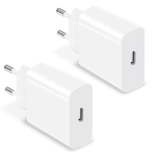 2 Pack EU Travel Adapter Charger, 20W European Plug Adapter Fast Charging EU Europe Travel Adaptor USB C Fast Charger Plug for iPhone 17 16 15 14 13 12 11 Pro Max, iPad Pro/Air, Samsung Galaxy