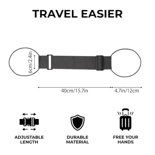 3 Pcs Luggage Connector Straps for Suitcases Heavy Duty Bag Attachment Strap Suitcase Belt, Travel Accessories Baggage Elastic Connector to Secure Backpacks & Handbags to Rolling Luggage Handles — view 2