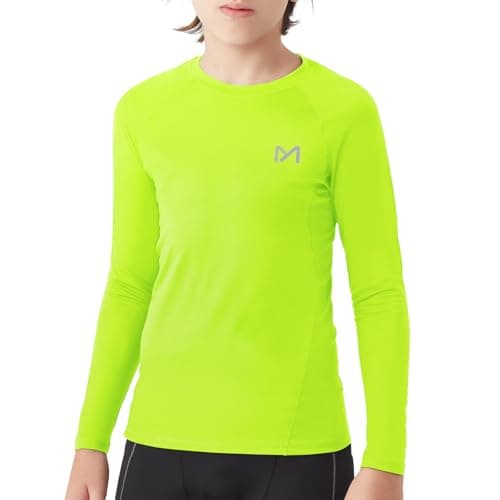 MEETYOO Boy Long Sleeve Compression Shirt, Base Layer Top Kids Junior Youth, Quick Dry Breathable Sports Football Running Tights Yellow