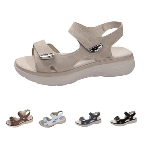 Orthopedic Sandals for Women UK Sport Sandals With Arch Support Low Wedge Hypersoft Memory Foam Lightweight Walking Hook Loop Adjustable Strap Summer Outdoor Hiking Lightweight Beach Washable Shoes