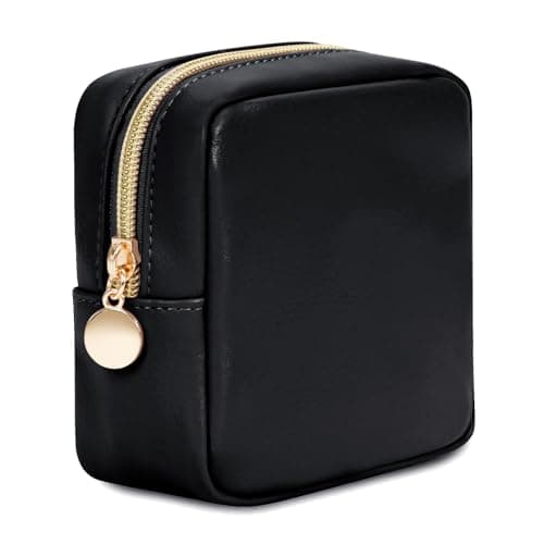 Small Makeup Bag for Handbag Vegan Leather Mini Makeup Pouch for Women