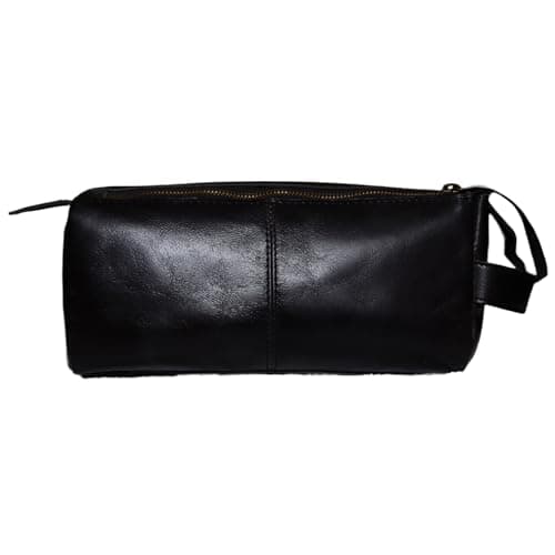 MILITARIA STUFFS Leather Toiletry Bag Dopp Kit : Vintage Unisex Travel Dopp Kit : for Toiletries, Cosmetics & More : Spacious Interior & Waterproof Lining : Compact, Fits Easily in Luggage (Brown),