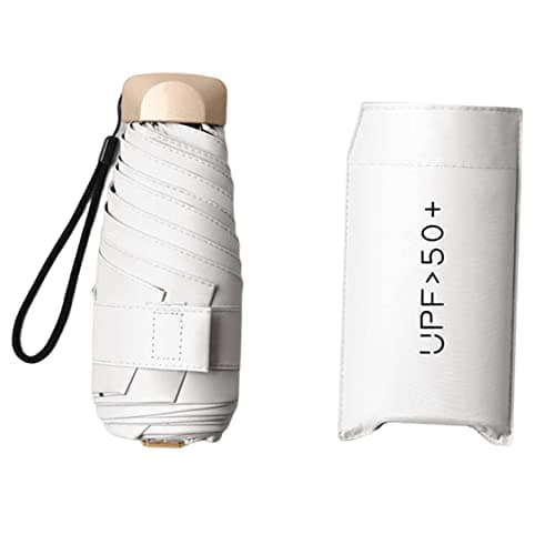 Perfeclan Travel Umbrella Mini Folding Umbrella Strong 2 in 1 Function Water Resistant Folding Portable Handbag Pocket Umbrella, Sunshade UmbrellaUPF>50+ UV Protection Lightweight, White — view 6