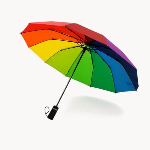 12 Rib Rainbow Umbrella Automatic Compact - Strong Windproof Small Umbrella — view 3