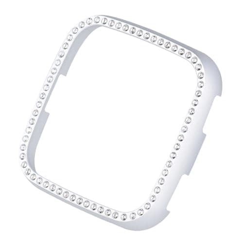 Housoutil Smart Watch Shell Protective Case with Stainless Steel Diamond Frame for Fitness Smartwatches Silver Drop Resistance Cover Suitable for Daily Use