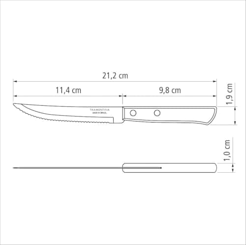 Tramontina 6 Piece Steak/Pizza Knife Set, Brown Colour, Sharp Knife Set with Wooden Handles, ‎Camping, Kitchen, Rustic, Dishwasher Safe, 5-Inches, 29899155 — view 6