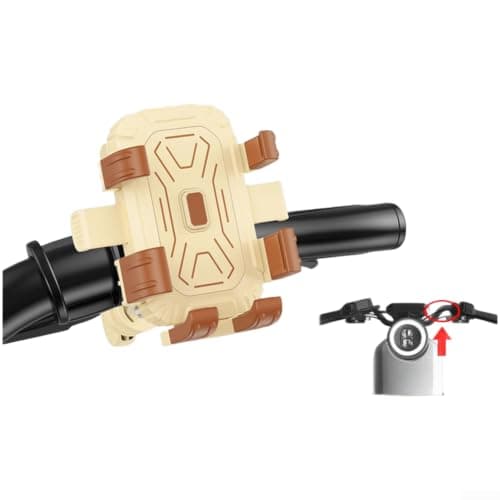 Metal Arm Motorcycle Phone Mount 20-32mm Handlebar Grip(Cream white)