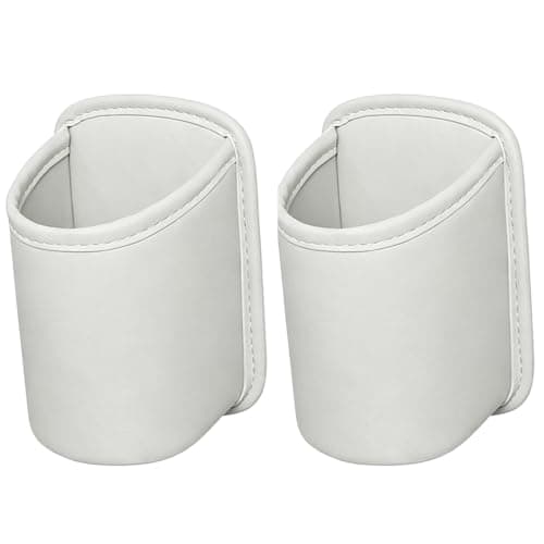 Hounyou 2Pcs Car Cup Holder, Leather Cup Holders for Cars, for Holding Phones, Snacks & Drinks (White)