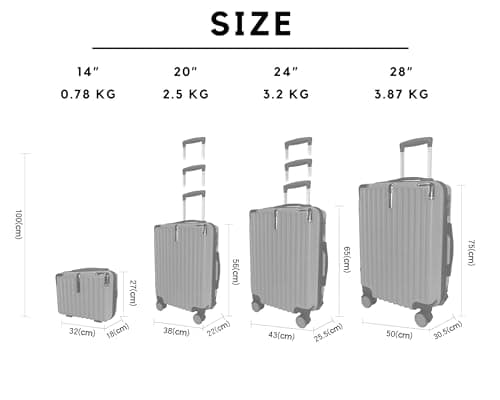 GOODS EMPORIUM Suitcase Set - Cabin Suitcase - Large Medium Small Size Lightweight Suitcases 4 Wheel & Hard Shell - Hand Luggage Bag Flight Carry-ons Travel Cabin Bags (White, Set of 4) — view 3