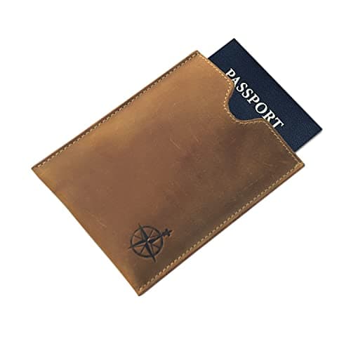 WANDERINGS Leather Passport Holder - Ideal for Travel - Handmade Genuine Leather Wallet with Passport Pocket and Card Slots - RFID Blocking for Security Against Data Theft - 11x13 Cm — view 5