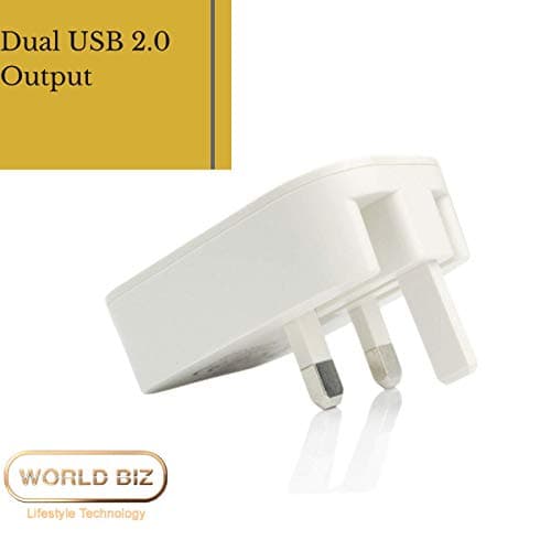 WorldBiz - 2 Port Foldable Dual USB Wall Charger | 2.1A Mains Plug for iPhone Xs/XS Max/XR/X/8/7/6/Plus, iPad Pro/Air 2/Mini 4, and More — view 2