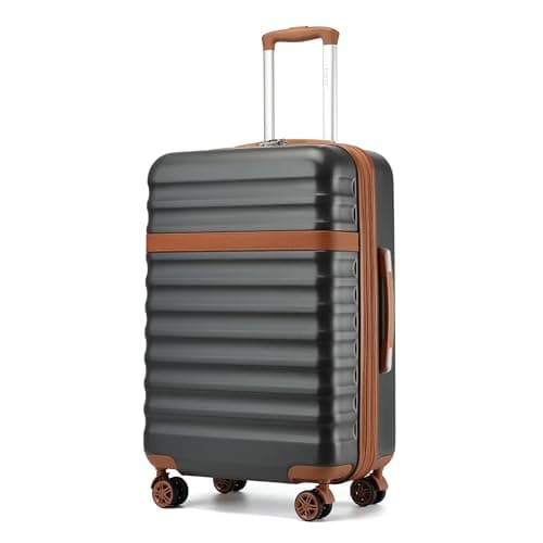 Kono Medium Suitcase 24 Inch Expandable Hardshell Luggage (Grey/Brown)