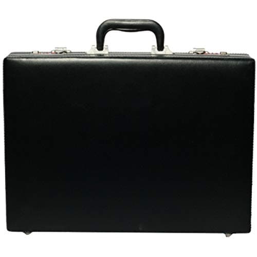 Executive Expandable Business Attache Briefcase Faux Leather Travel Bag Black — view 2
