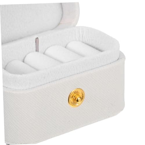 Operitacx 2pcs Mini Ring Storage Box Ring Display Case White Pu Fleece Multislot Scratch-resistant Jewellery Organizer and Wedding Bands Travel and Wedding Use for Brides and Women — view 3