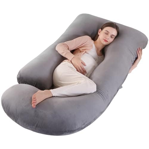 Labtec Pregnancy Pillows For Sleeping, Velvet U-shape Maternity & Body Pillows, Full Body Pillow, Maternity Hips, Legs, Belly For Pregnancy & Back Support Pillow [ Light Grey]